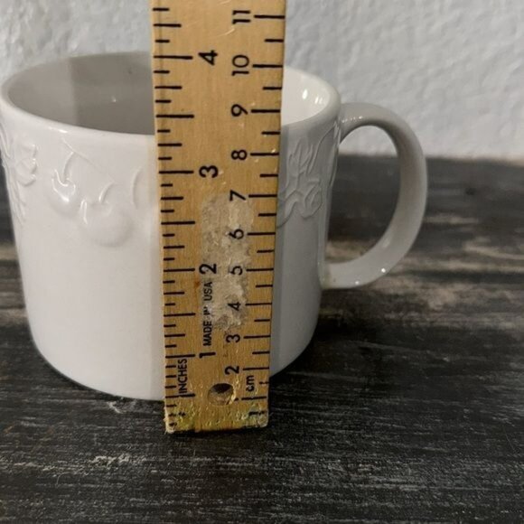 Orchard & Gibson TableTops Unlimited White Embossed Ceramic Mug 3" Tall - Picture 6 of 7